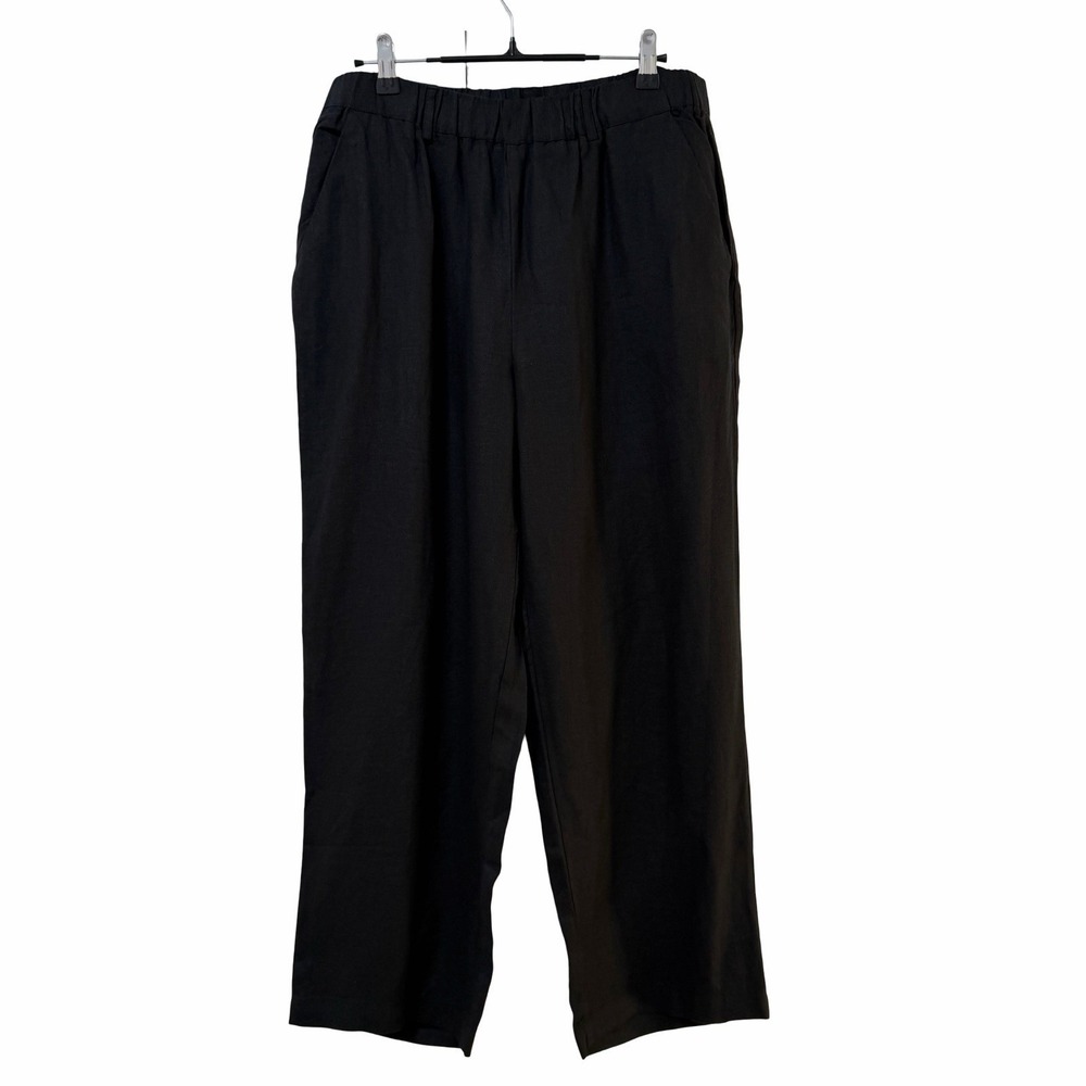 Quince Womens 100% European Linen Pants Size L Black Coastal Resort Vacay NWT